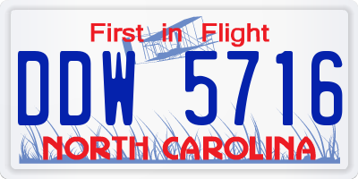 NC license plate DDW5716