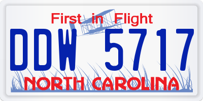 NC license plate DDW5717