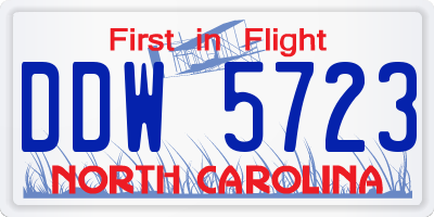 NC license plate DDW5723
