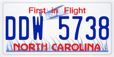 NC license plate DDW5738