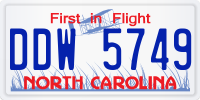NC license plate DDW5749