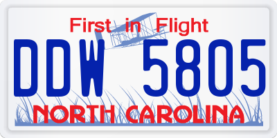 NC license plate DDW5805