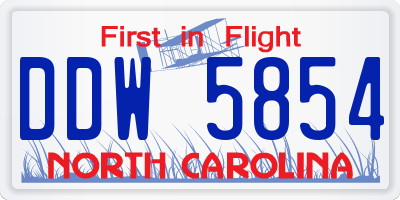 NC license plate DDW5854