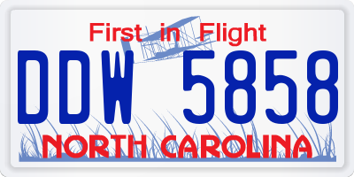 NC license plate DDW5858