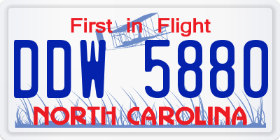 NC license plate DDW5880