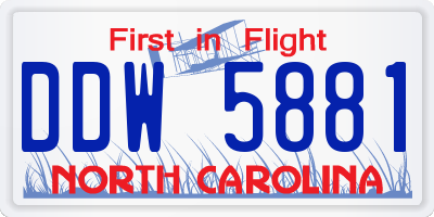 NC license plate DDW5881