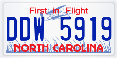 NC license plate DDW5919