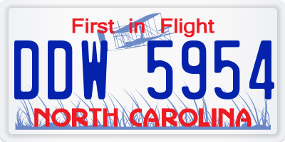 NC license plate DDW5954
