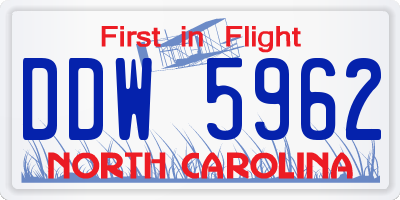 NC license plate DDW5962
