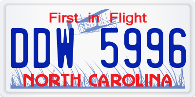 NC license plate DDW5996
