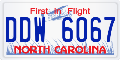 NC license plate DDW6067