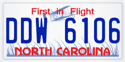 NC license plate DDW6106