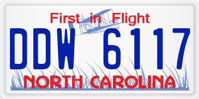 NC license plate DDW6117