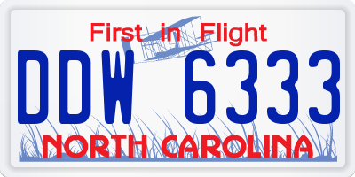 NC license plate DDW6333