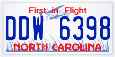 NC license plate DDW6398