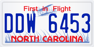NC license plate DDW6453