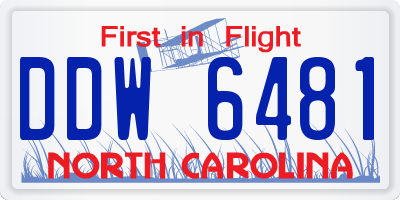 NC license plate DDW6481