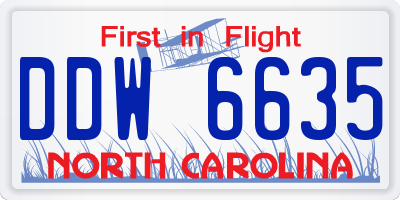 NC license plate DDW6635