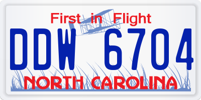 NC license plate DDW6704