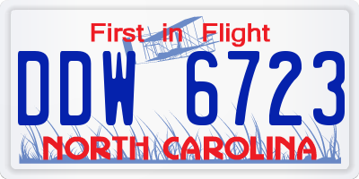NC license plate DDW6723