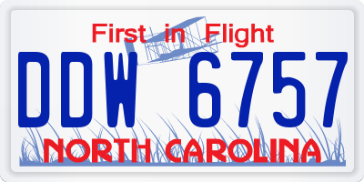 NC license plate DDW6757