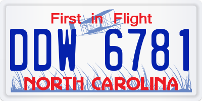 NC license plate DDW6781