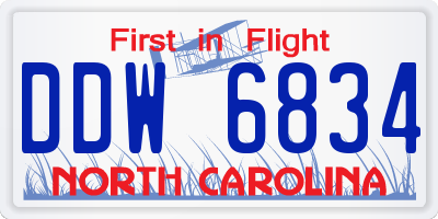 NC license plate DDW6834