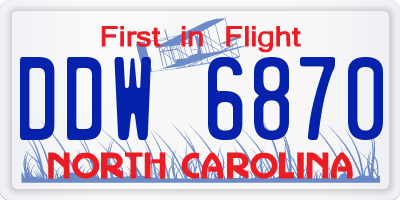 NC license plate DDW6870