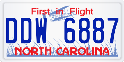 NC license plate DDW6887