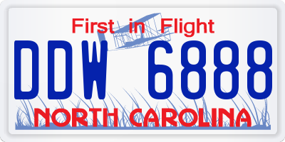 NC license plate DDW6888