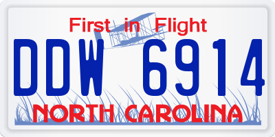 NC license plate DDW6914