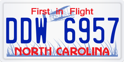 NC license plate DDW6957