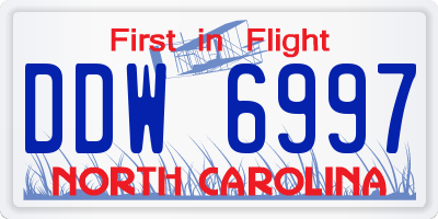 NC license plate DDW6997