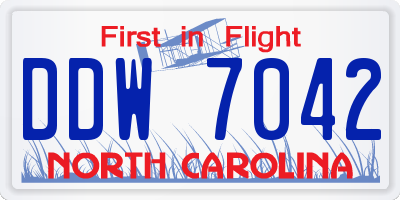 NC license plate DDW7042