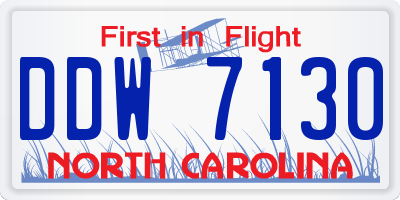 NC license plate DDW7130
