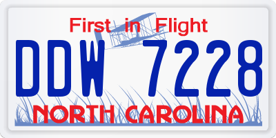 NC license plate DDW7228