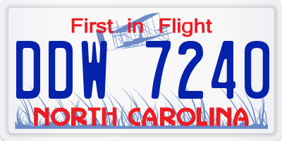 NC license plate DDW7240