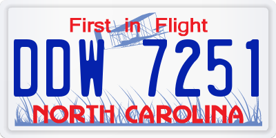 NC license plate DDW7251