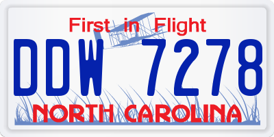 NC license plate DDW7278