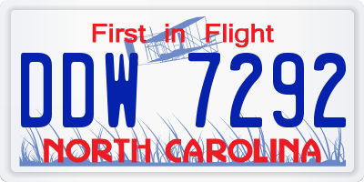 NC license plate DDW7292