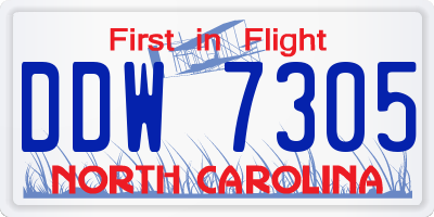 NC license plate DDW7305