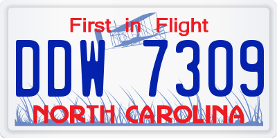 NC license plate DDW7309
