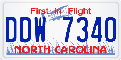 NC license plate DDW7340