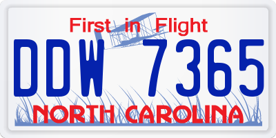 NC license plate DDW7365