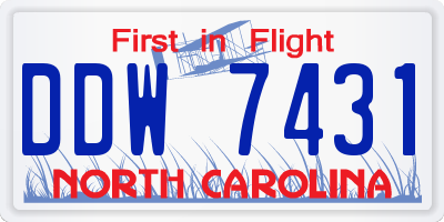NC license plate DDW7431