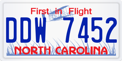 NC license plate DDW7452