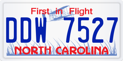 NC license plate DDW7527