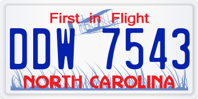 NC license plate DDW7543