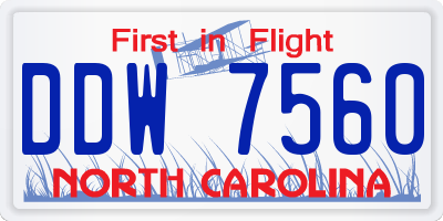 NC license plate DDW7560