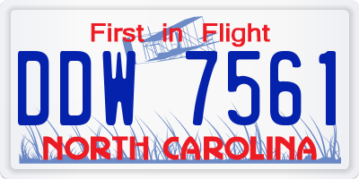 NC license plate DDW7561